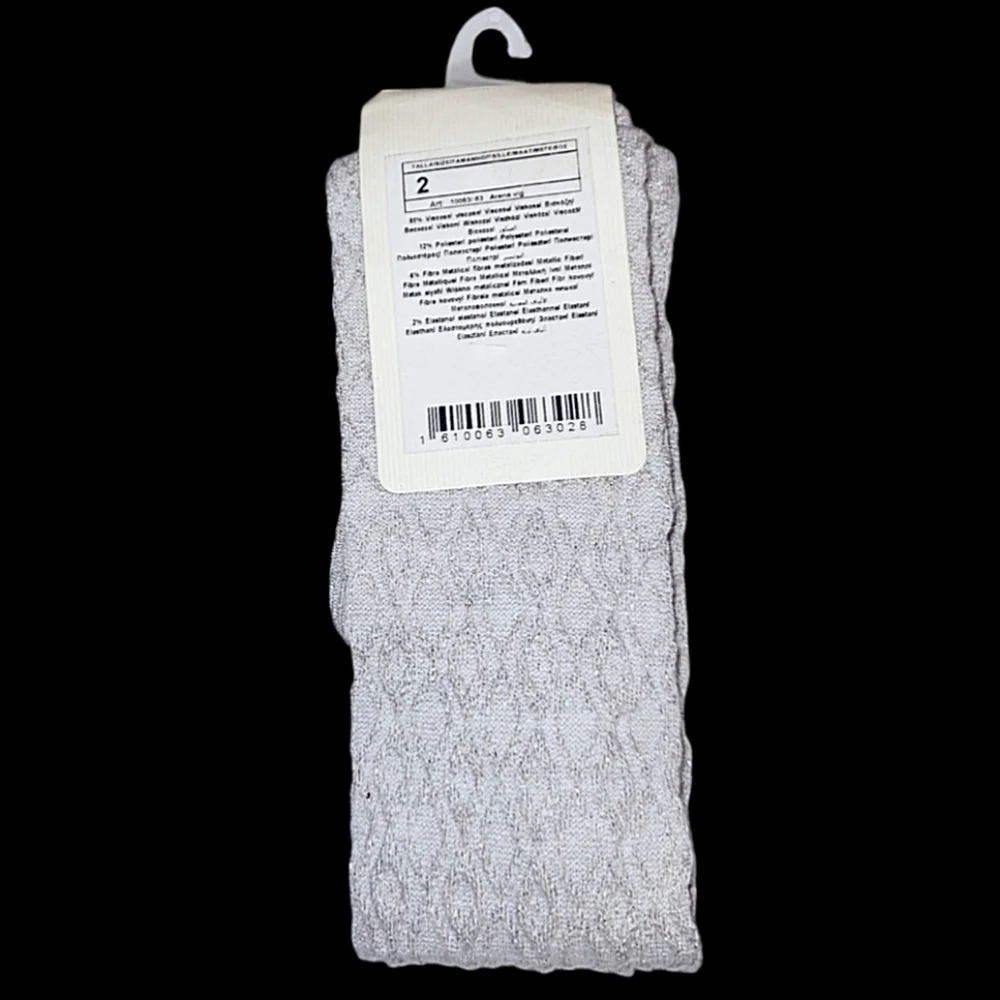 Mayoral Diamond Textured Footed Tights Oatmeal Metallic Threads Size 2 NWT